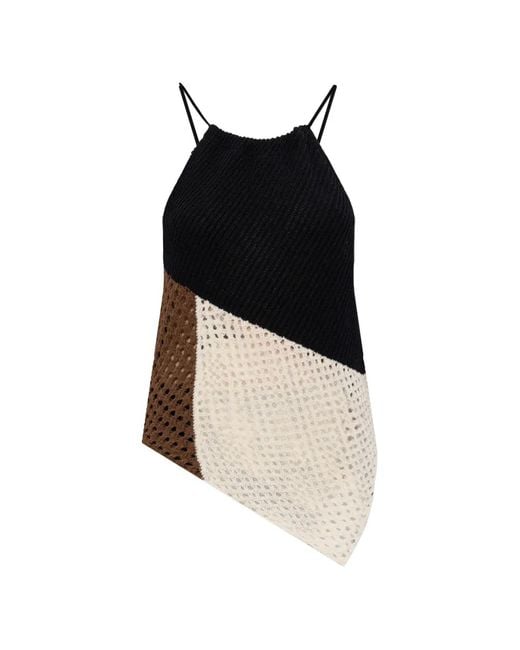 Akep Black Haut Asymétrique À Design Colour Block