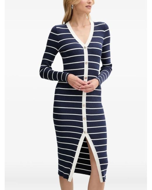 Guess Blue Striped Button-Front Dress