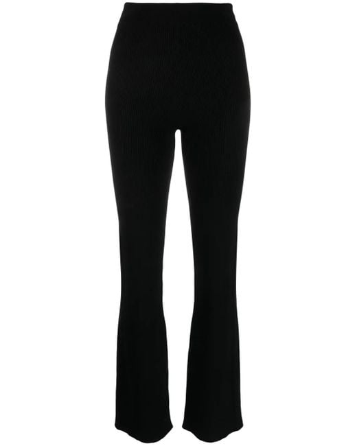 Rabanne Black Ribbed Wool-Blend Trousers