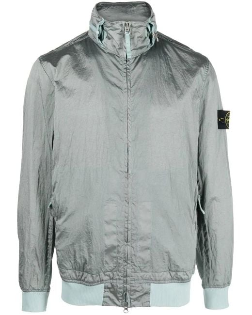 Stone Island Gray Compass-Patch Long-Sleeved Bomber Jacket for men