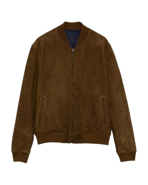Roy Rogers Brown Zip Reversible Leather Bomber Jacket for men