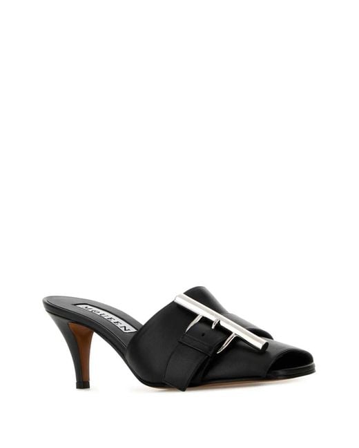 McQueen Black Sandal S.Leather