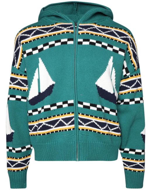 Rhude Green Bateau Zip-Up Hoodie for men