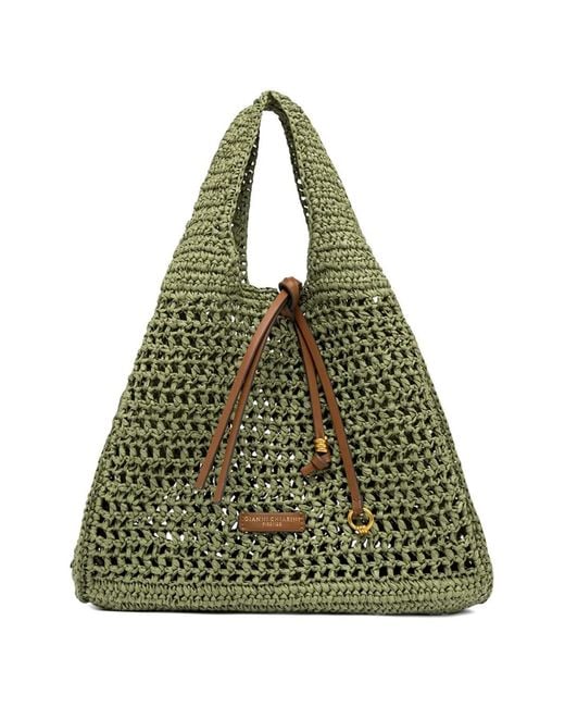 Gianni Chiarini Green Nefeli Drawstring Shoulder Bag