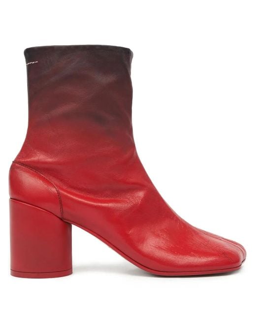 MM6 by Maison Martin Margiela Red Knöchelhohe Lederstiefel