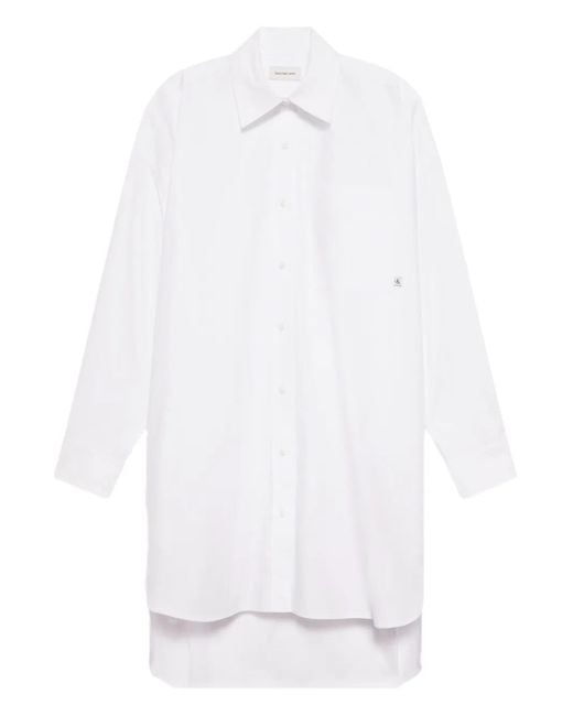Calvin Klein White Chest-Pocket Midi Shirt Dress