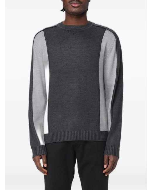 Emporio Armani Gray Color-Block Sweater for men