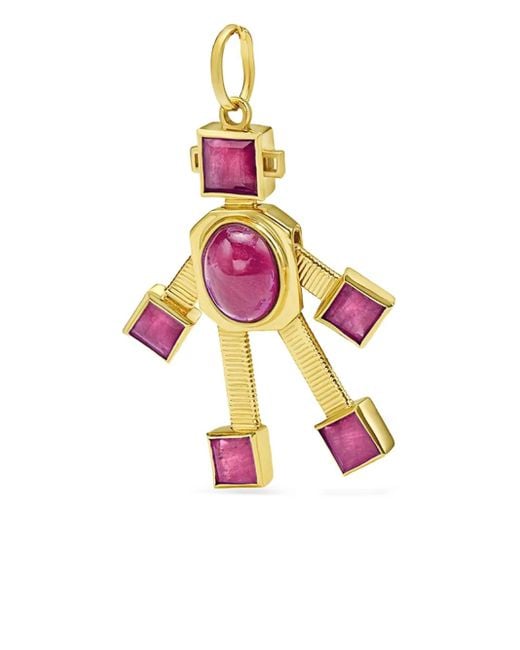 Van Robot White 18K Ruby Robot-Shaped Pendant