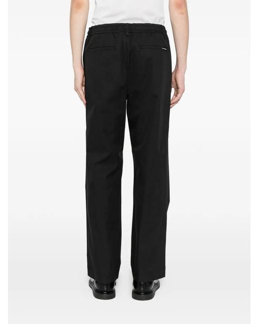 Karl Lagerfeld Black Logo-Plaqued Straight-Leg Trousers for men