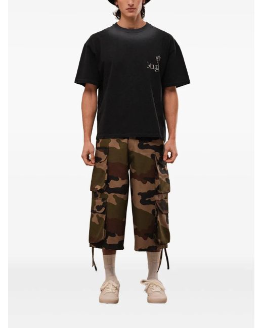 ROUGH Brown Camouflage-Pattern Cargo-Pockets Shorts