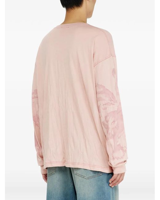 DIESEL Pink T-Shirt À Manches Longues for men