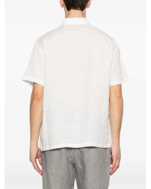 Alpha Studio White Buttoned Short-Sleeve Shirt for men