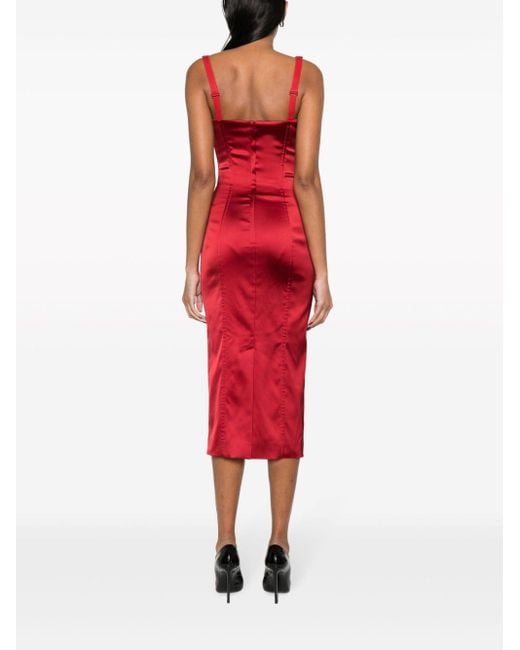 Dolce & Gabbana Midi-jurk Met Sweetheart Hals in het Red