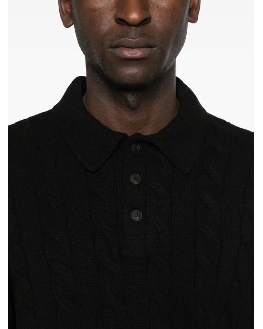 GIUUNO Black Cable-Knit Jumper for men