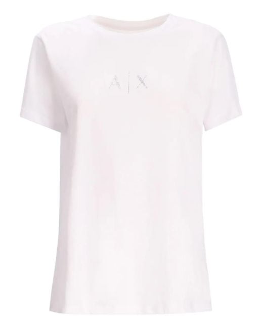 ARMANI EXCHANGE White Logo-Embroidered Cotton T-Shirt