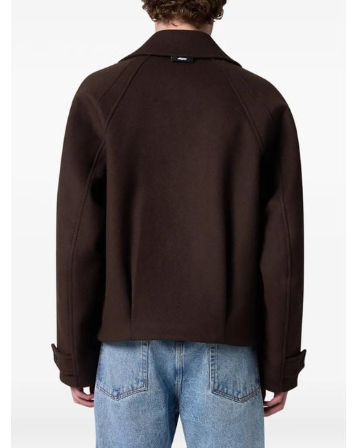MSGM Brown Raglan-Sleeve Button-Up Jacket for men