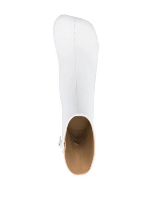 MM6 by Maison Margiela White Anatomic 70 Leather Ankle Boots - Women's - Leather
