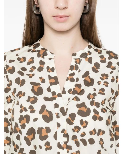 Marella White Leopard-Print Shirt