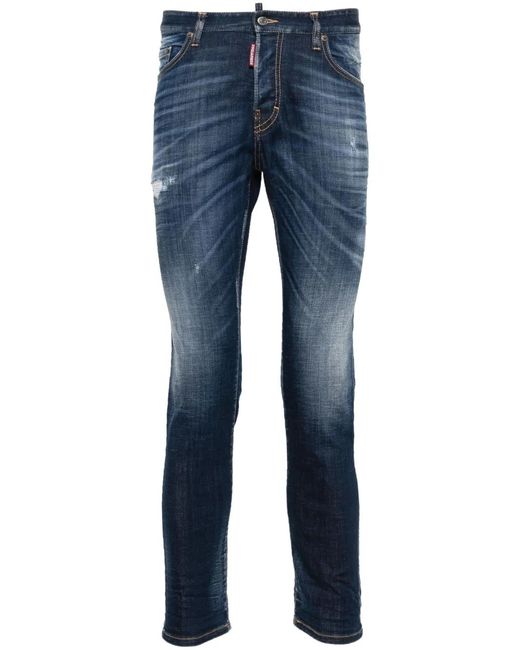 DSquared² Blue Distressed Skinny Jeans for men
