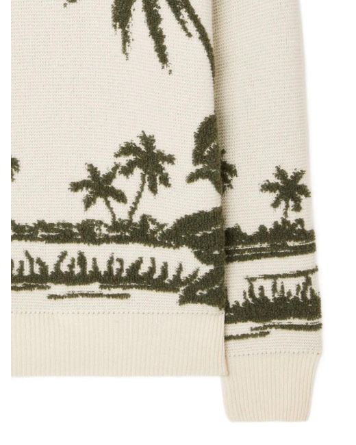 Alanui Green Palm-Tree Intarsia Sweater for men