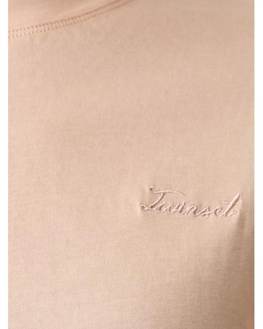 Twinset White Ruffled-Sleeve T-Shirt