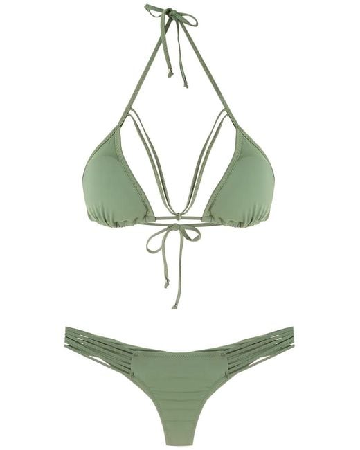 Amir Slama Green Straps Triangle Bikini Set