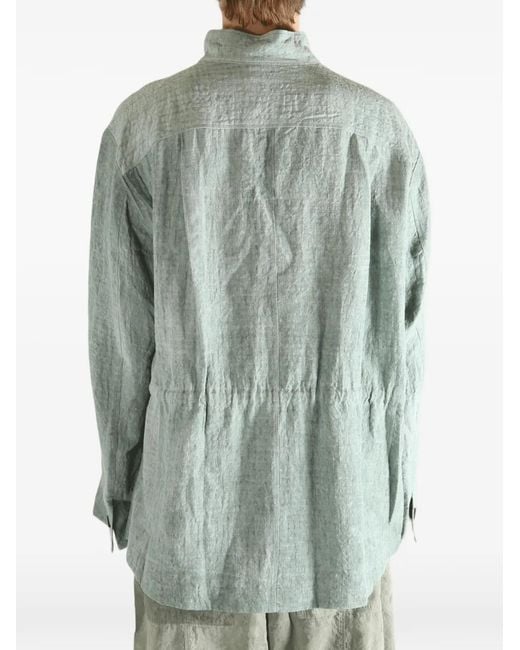 Ziggy Chen Blue Linen Shirt Jacket for men