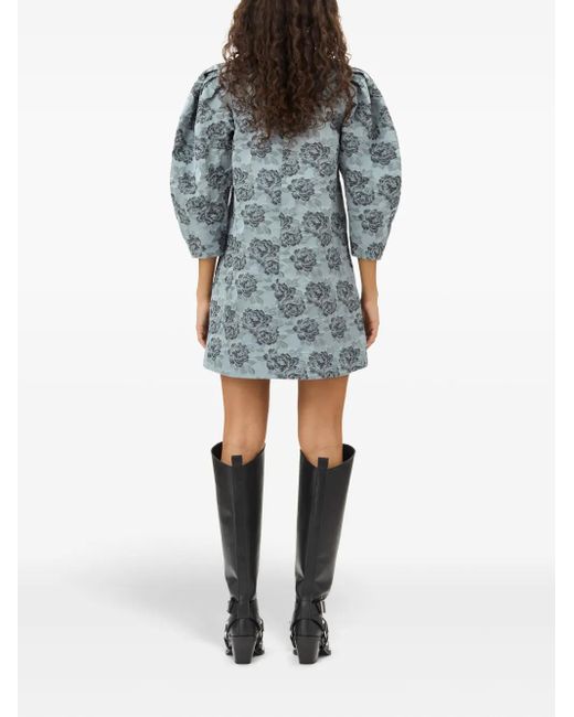 Ganni Midi-Jurk Met Jacquard in het Gray