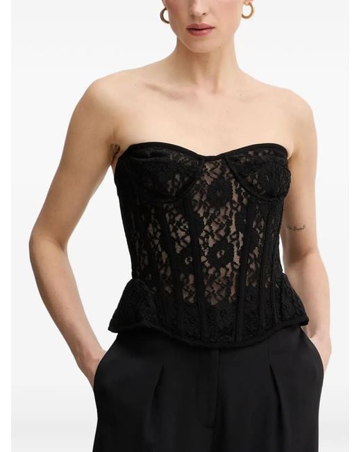 Bardot Black Cristo Lace Corset Top