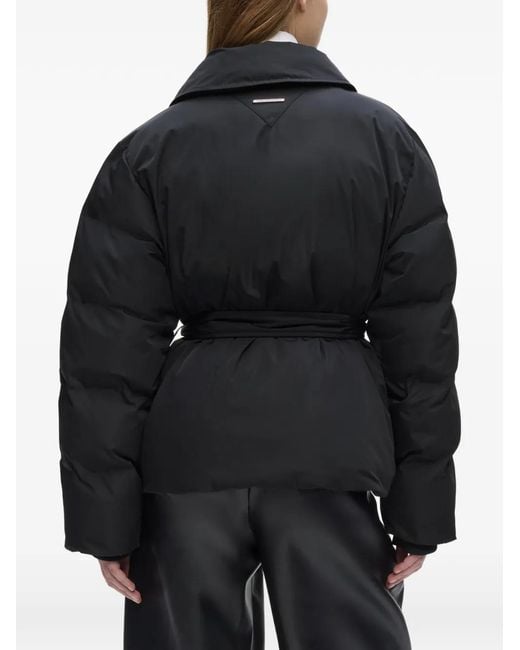 Karl Lagerfeld Black Belted Padded Biker Jacket