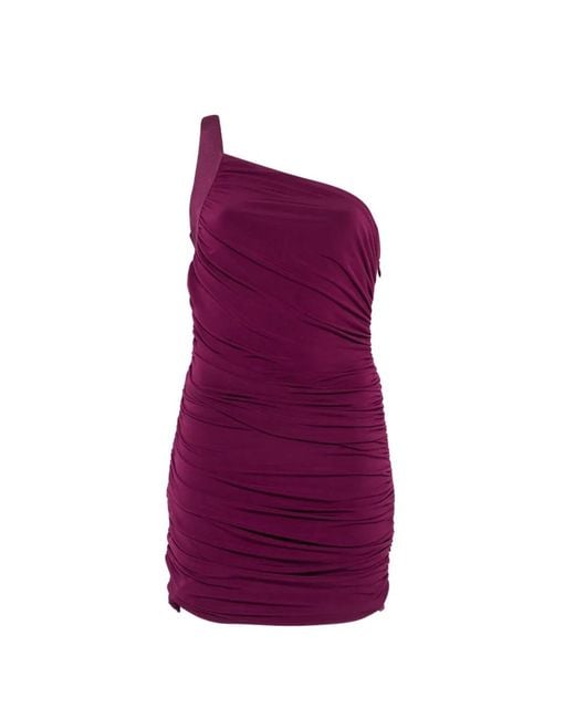 Hervé Léger Purple One-Shoulder Midi Dress