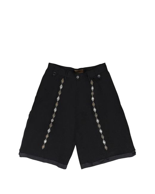 BIRTH OF ROYAL CHILD Black Gemstone-Embellished Shorts for men