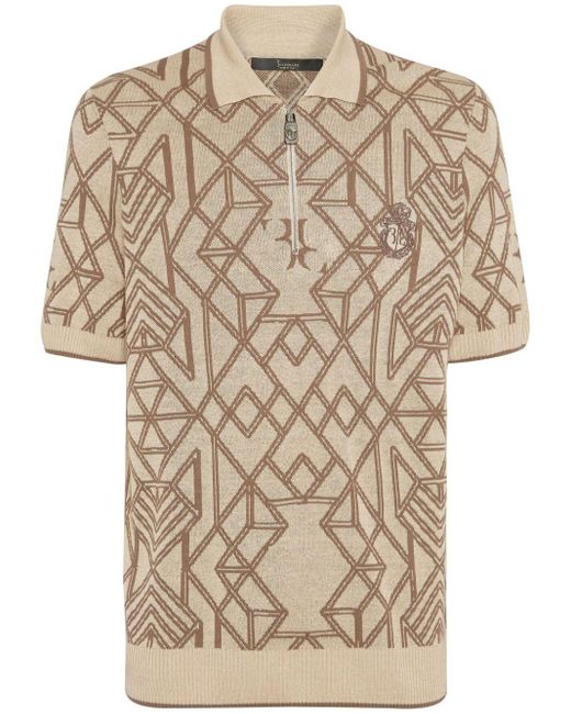 Billionaire Poloshirt mit abstraktem Muster in Natural für Herren