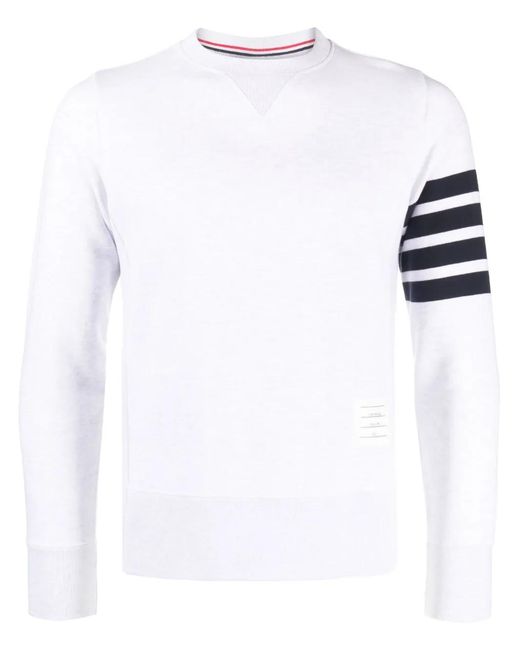 Thom Browne White Classic Loopback 4-Bar Sweatshirt for men