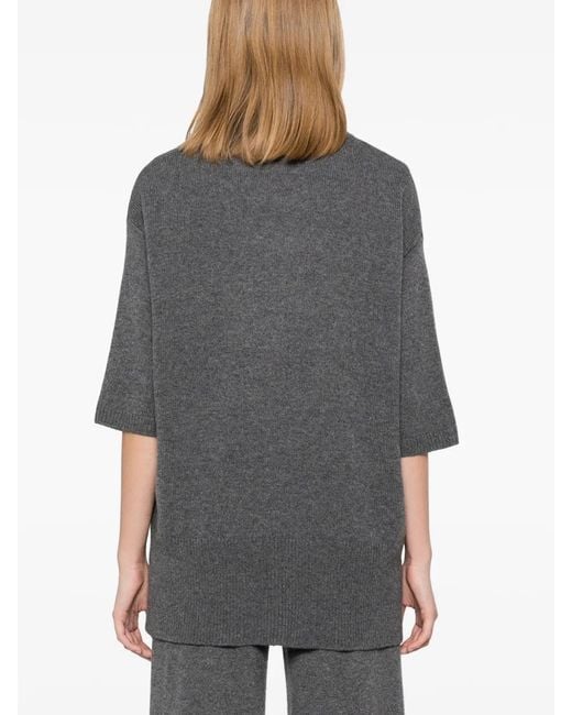 Lisa Yang Gray Mélange Cashmere Knitted Top