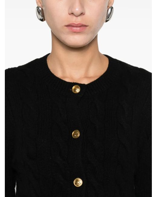Polo Ralph Lauren Black Cable-Knit Buttoned Cardigan