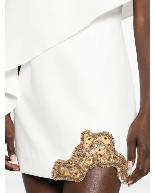 Rachel Gilbert White Amari Cape-Detail Mini Dress