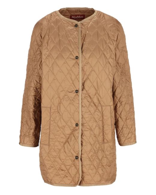 Max Mara Natural Quilted Wool Coat