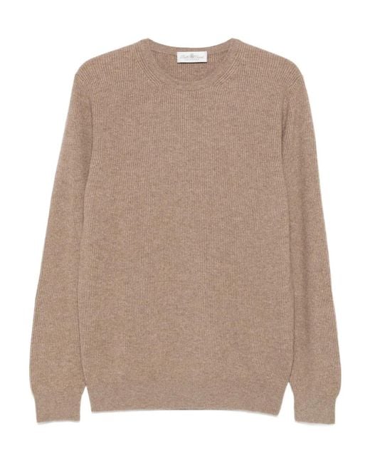 Della Ciana Brown Ribbed Sweater for men