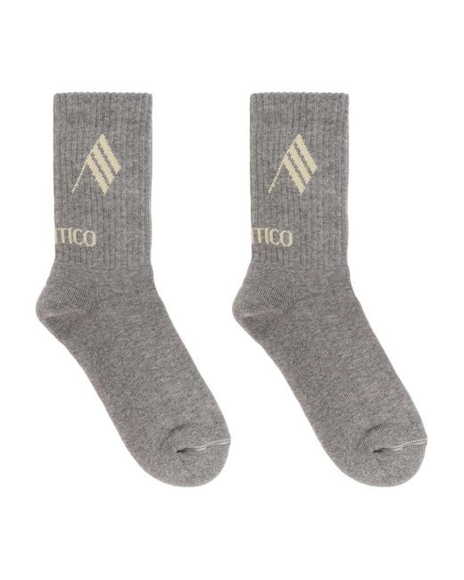 The Attico Gray Logo Socks