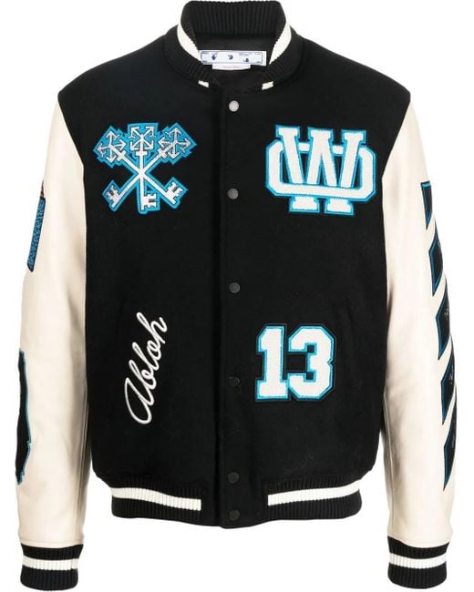 Off-White c/o Virgil Abloh Off Whitetm Black/ivory Bomber Jacket With Patches for men