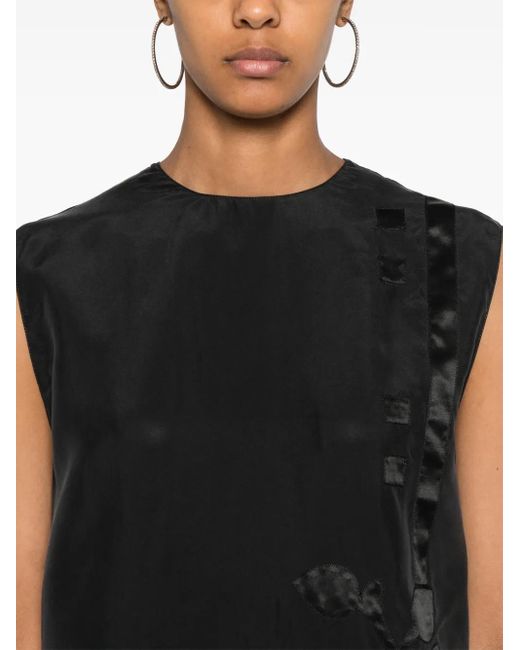 Prada Black Floral-Appliqué Midi Dress