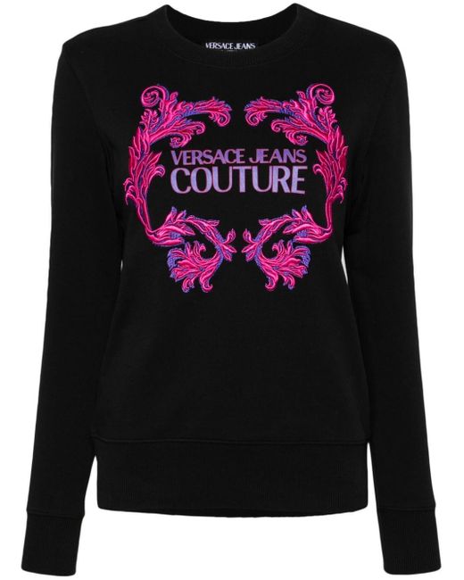 Versace Black Barocco Logo-print Cotton Sweatshirt
