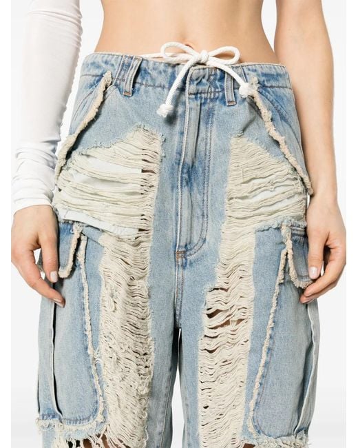 DARKPARK Blue Vivi Distressed Wide-Leg Jeans