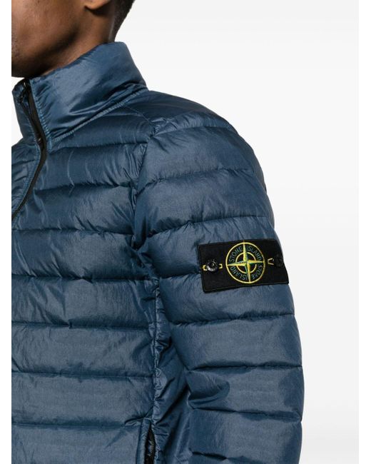 Stone Island Blue Down Jacket With Patch for men