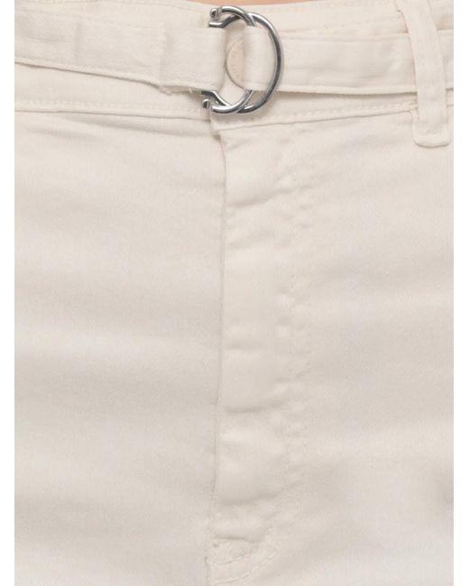 Marella White Belted Front-Vent Straight Midi Denim Skirt