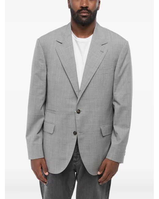 Brunello Cucinelli Gray Button-Fastening Single-Breasted Blazer for men