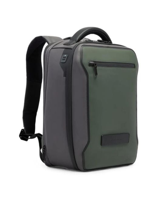 Piquadro Green Logo-Patch Expandable Backpack for men