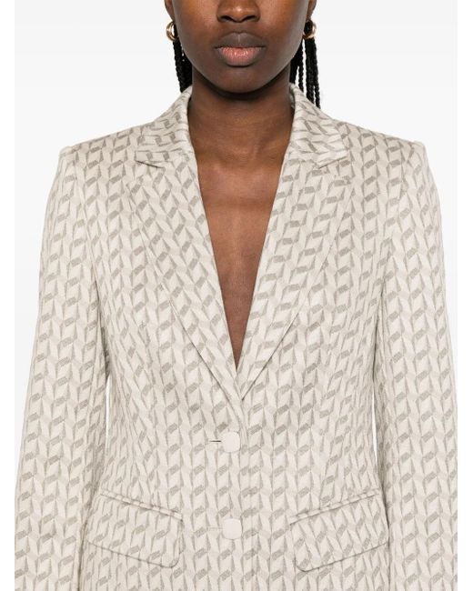 Marc Cain White Graphic-Jacquard Blazer