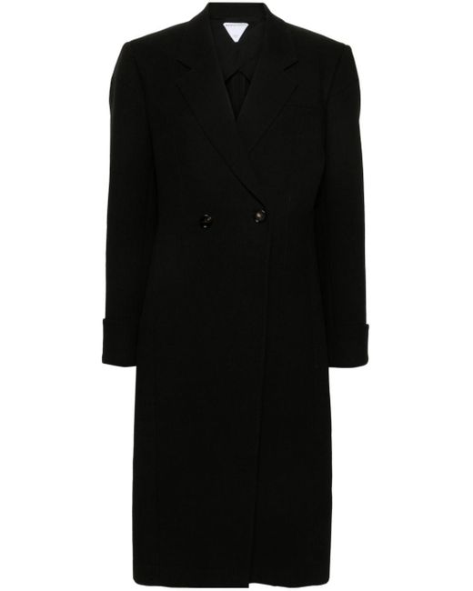 Bottega Veneta Black Structured Double-breasted Maxi Coat